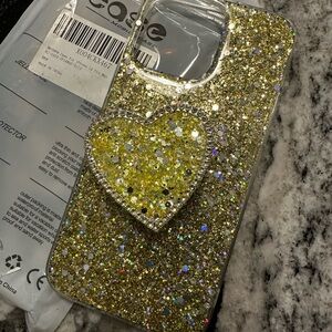 Glittery Gold Heart Phone Case